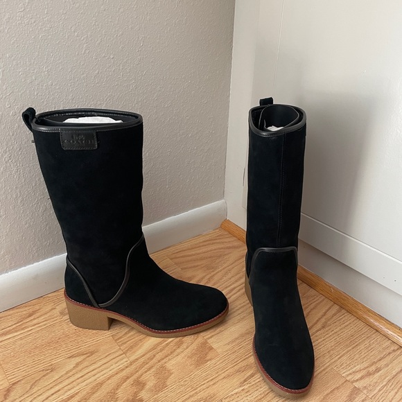 NWOT COACH Palmer Black Suede Boots 9.5 - Picture 2 of 5